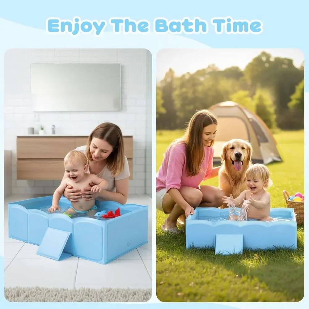 Baby Bath Tub Foldable Toddler Travel Bathtub Collapsible, Pet Bath Tub